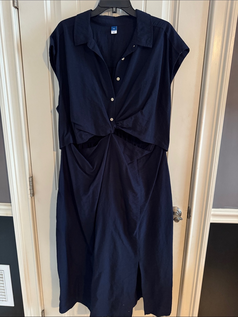 Old Navy Navy Knot-Front Midi Dress